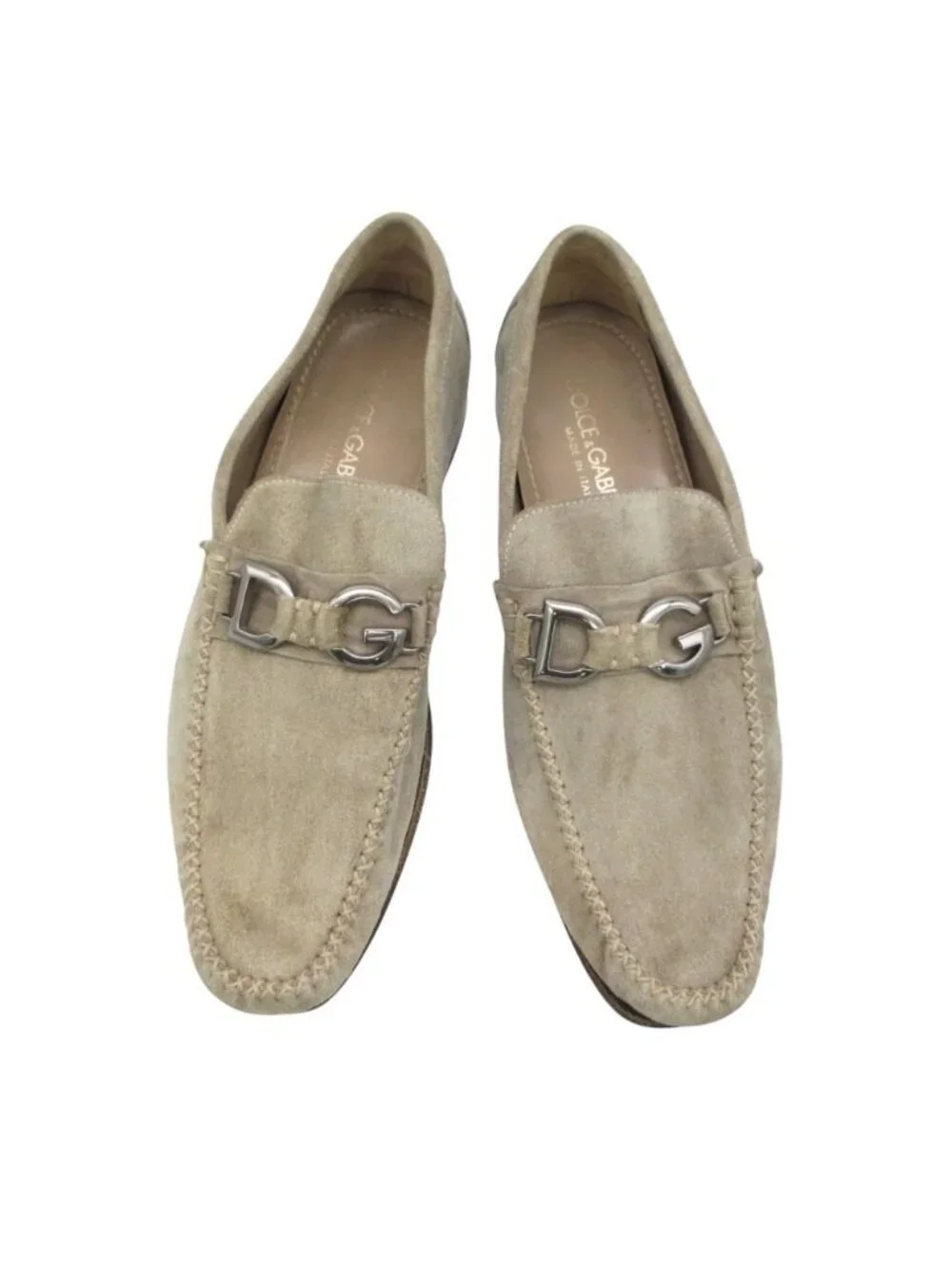 Dolce & Gabbana Loafers Bit Logo Suede Leather Slip-on Shoes Pastel Green 7